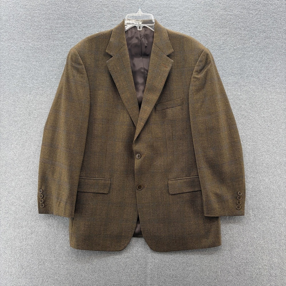 Gianfranco Ruffini Blazer Mens 42R Brown Wool Plaid Tweed Sport Coat Jacket